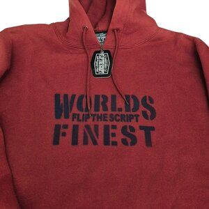 Flip The Script Vintage Fleece Hoodie Sweater Size L Burgundy Kangaroo Pockets